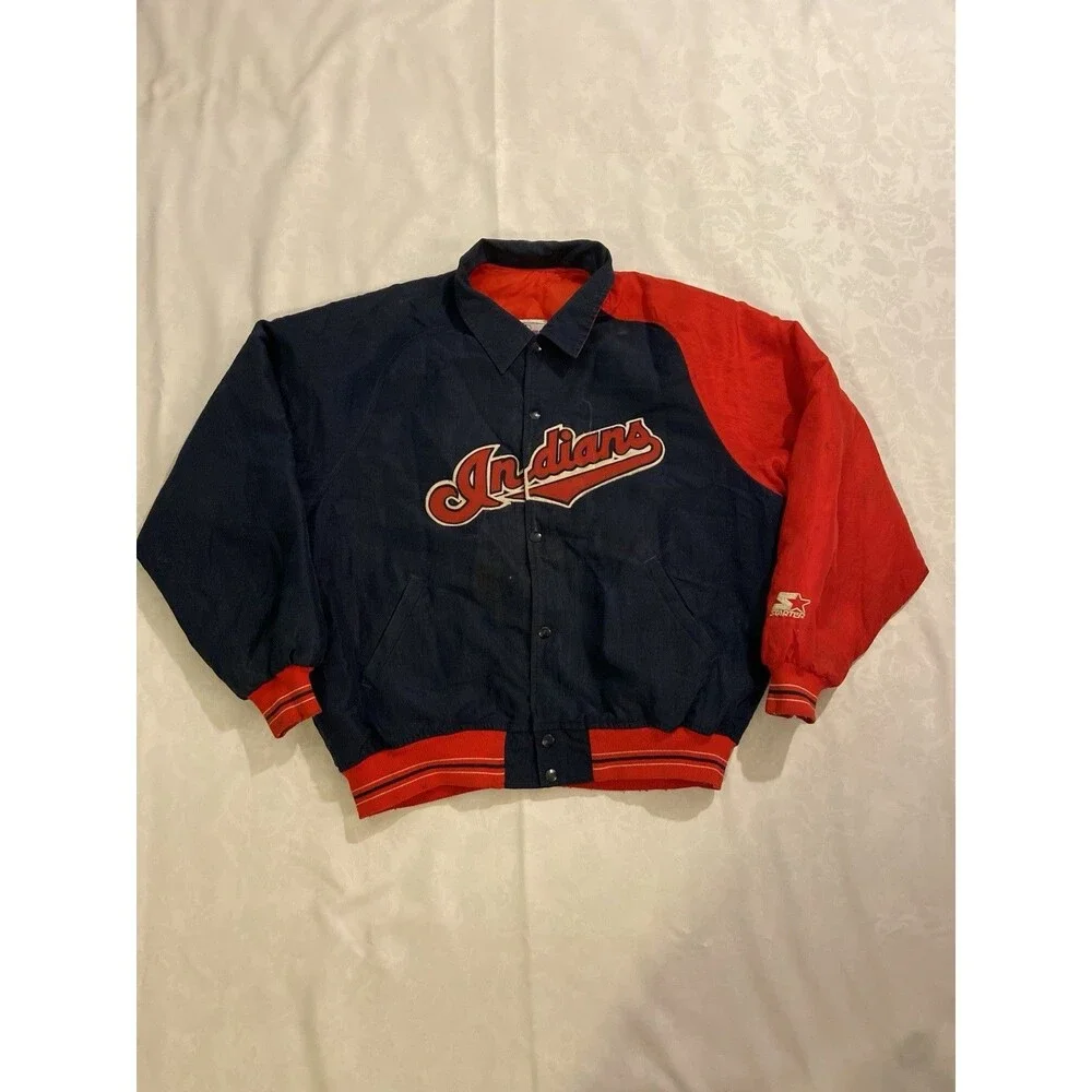 Cleveland Indians Starter Jacket Large MLB Diamond Collection Vintage *READ*